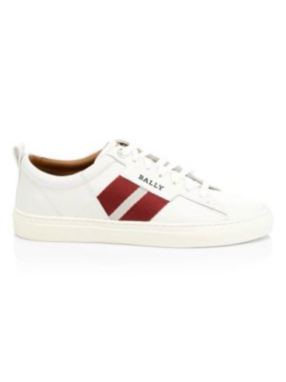Bally Helvis leather stripe White and Burgundy low top Sneakers size 8